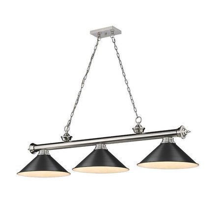 Z-LITE Cordon 3 Light Billiard, Brushed Nickel & Matte Black 2306-3BN-MB15